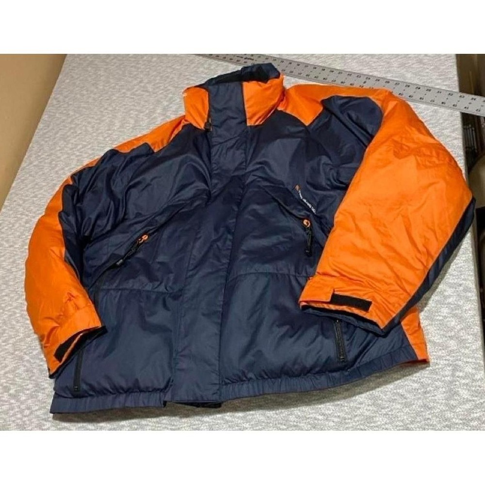 Polo Ralph Lauren navy/orange puffer jacket with hood, size XL. SKU-B630